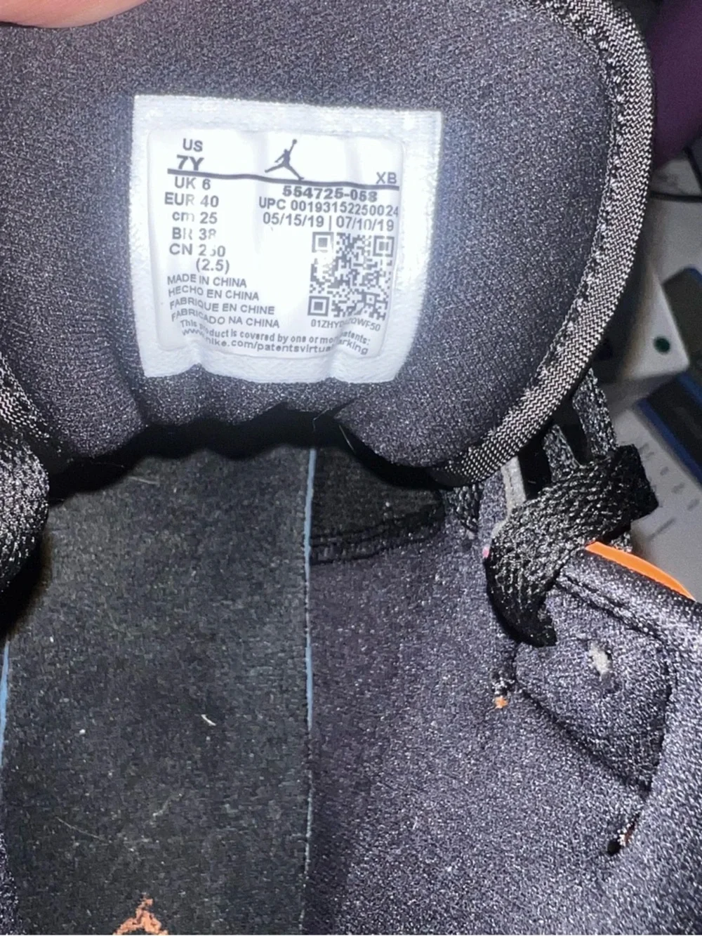 Jordan Kids Black White Orange Mid/High-Top Sneakers - Picture 10 of 10